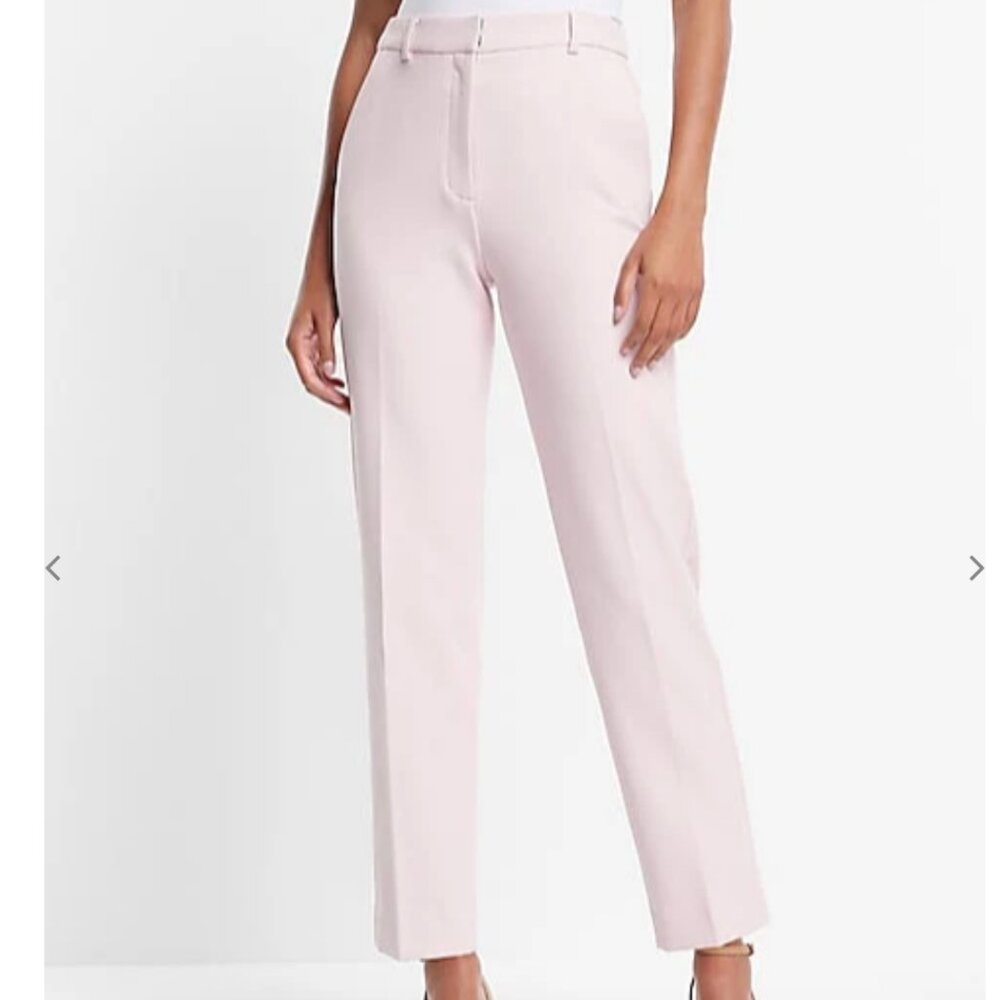 Express Light Pink Cropped Straight-Leg Pants